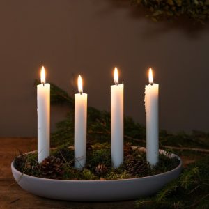 Oval adventsljusstake / Ljusfat Grå keramik