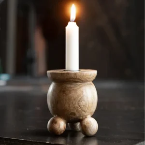 Anya ljusstake med kulfötter i Trä