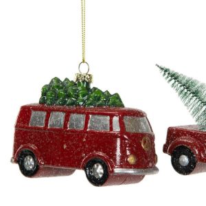 Bil / Buss med gran hänge 2-pack