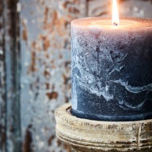 Blockljus grå 7,5 cm