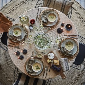 Bordsduk mörkbeige bomull 250 x 140 cm