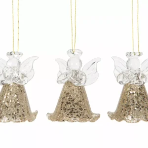 Glasängel guld glitter hänge 6-pack