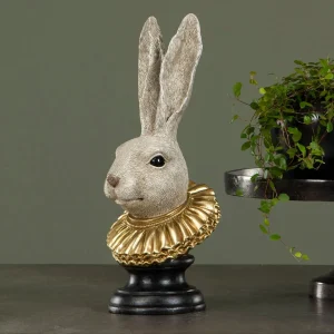 Dekoration kaninhuvud svart / guld H 50 cm