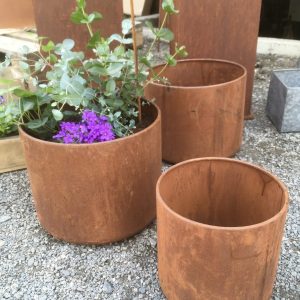 Rostig rund kruka – Stor