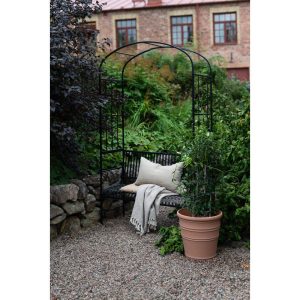 Rosenbåge med bänk / trädgårdssoffa svart