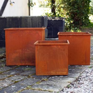 Rostig fyrkantig kruka 3-pack