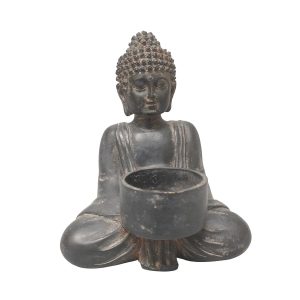 Buddha svart ljushållare